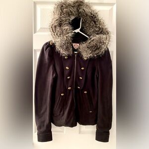 ✨Juicy Couture✨Black Fur Hoodie Jacket/ Size: S